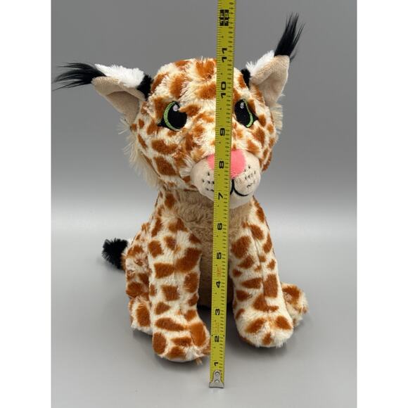 Plush Bobcat Cheetah Lynx Spotted Stuffed Animal 11” Pink Nose - Picture 3 of 8